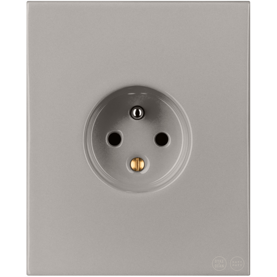 KATY PATY PORCELAIN PLATE EURO WALL SOCKET GREY - DYKE & DEAN