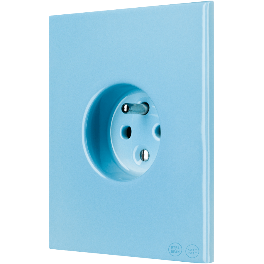 KATY PATY PORCELAIN PLATE EURO WALL SOCKET PASTEL BLUE - DYKE & DEAN