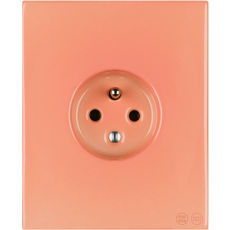 KATY PATY PORCELAIN PLATE EURO WALL SOCKET SALMON PINK - DYKE & DEAN