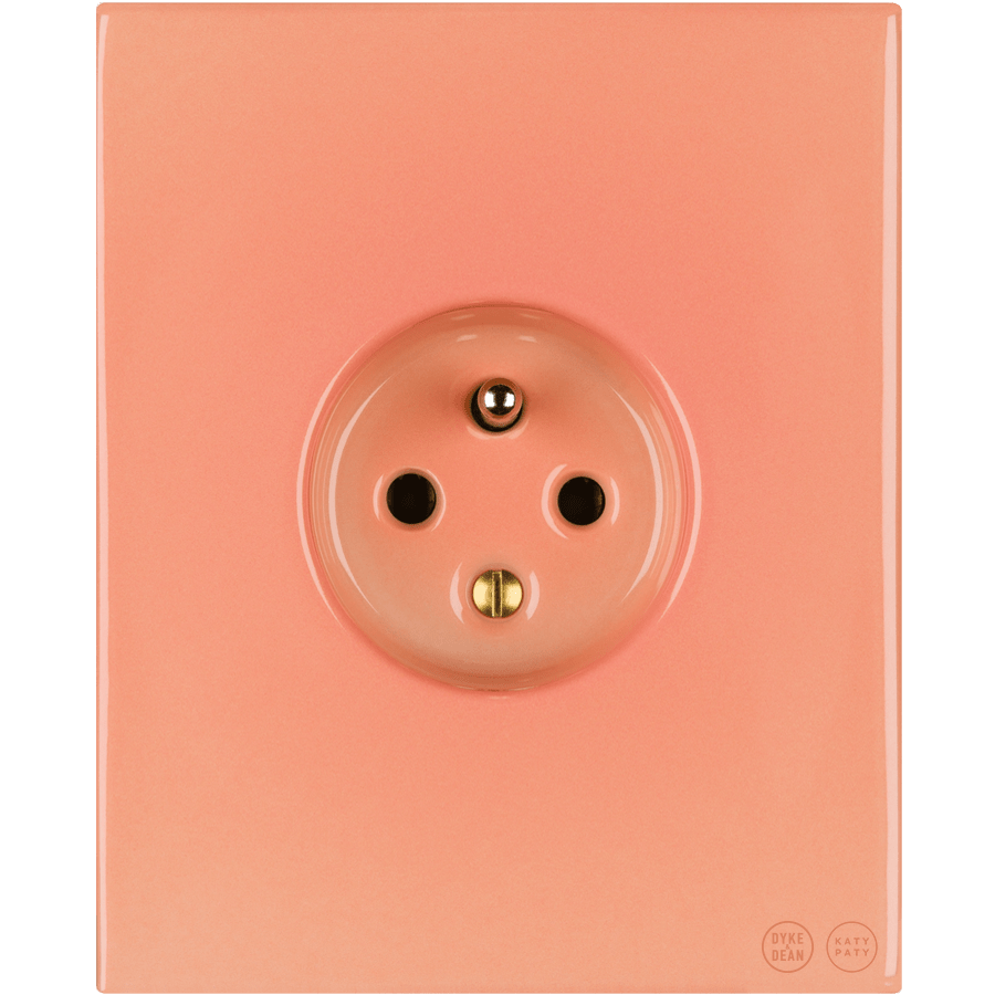 KATY PATY PORCELAIN PLATE EURO WALL SOCKET SALMON PINK - DYKE & DEAN