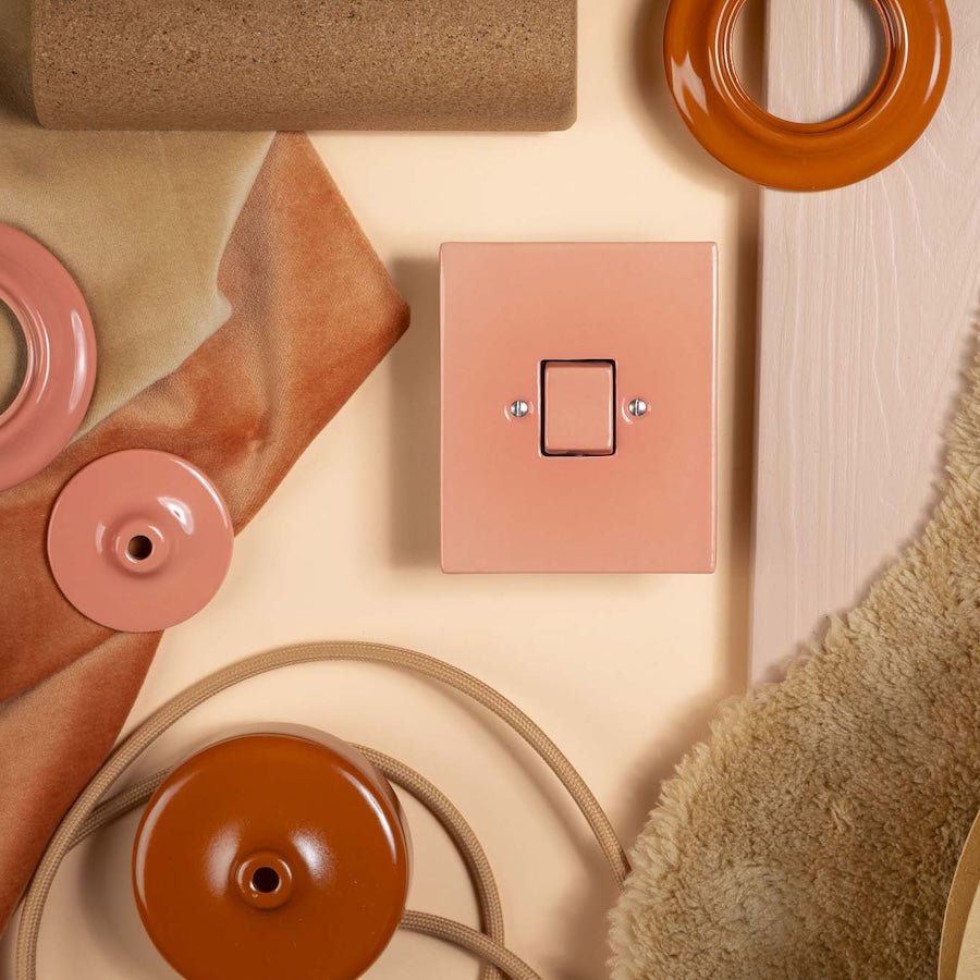 KATY PATY PORCELAIN PLATE HDMI WALL SOCKET SALMON PINK - DYKE & DEAN