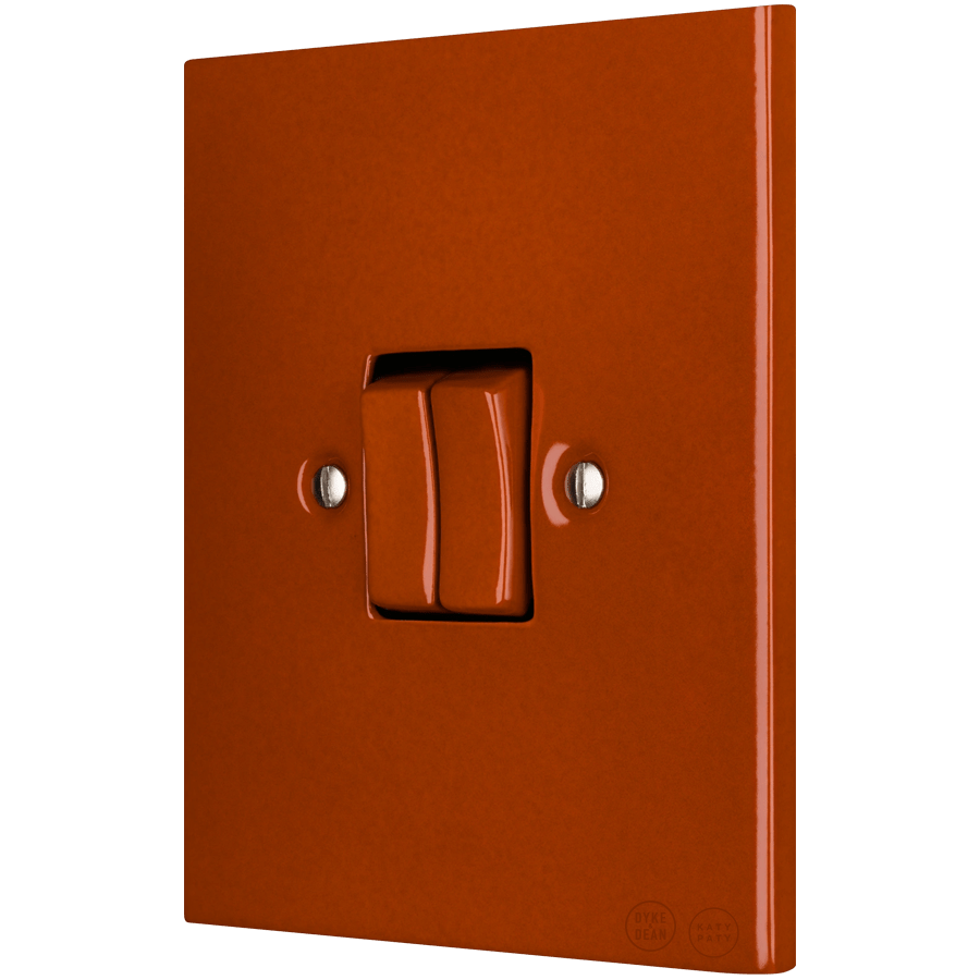 KATY PATY PORCELAIN PLATE WALL LIGHT SWITCH DOUBLE BRICK RED - DYKE & DEAN