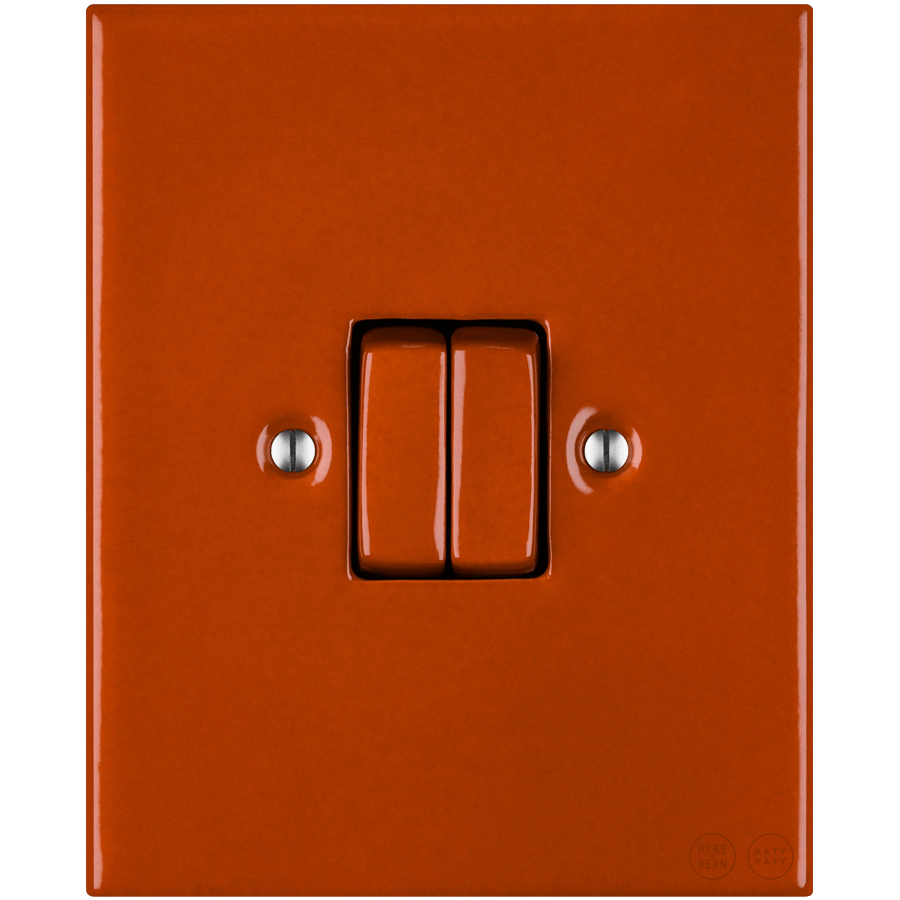 KATY PATY PORCELAIN PLATE WALL LIGHT SWITCH DOUBLE BRICK RED - DYKE & DEAN