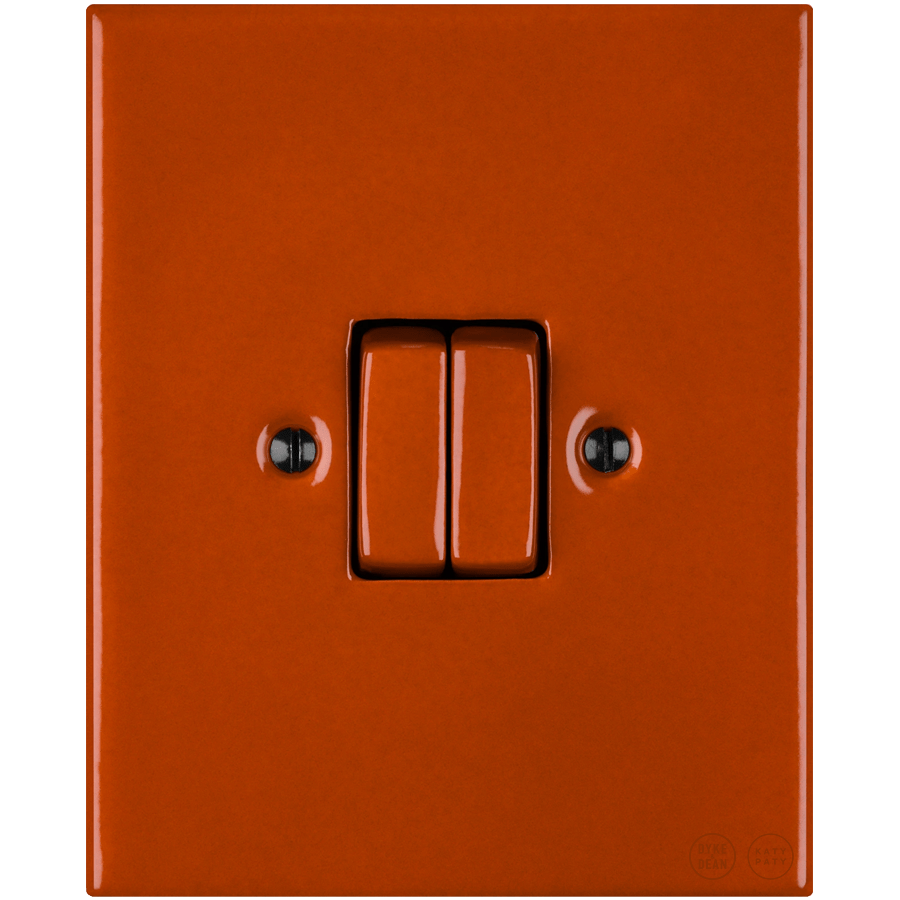 KATY PATY PORCELAIN PLATE WALL LIGHT SWITCH DOUBLE BRICK RED - DYKE & DEAN