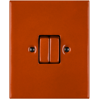 KATY PATY PORCELAIN PLATE WALL LIGHT SWITCH DOUBLE BRICK RED - DYKE & DEAN