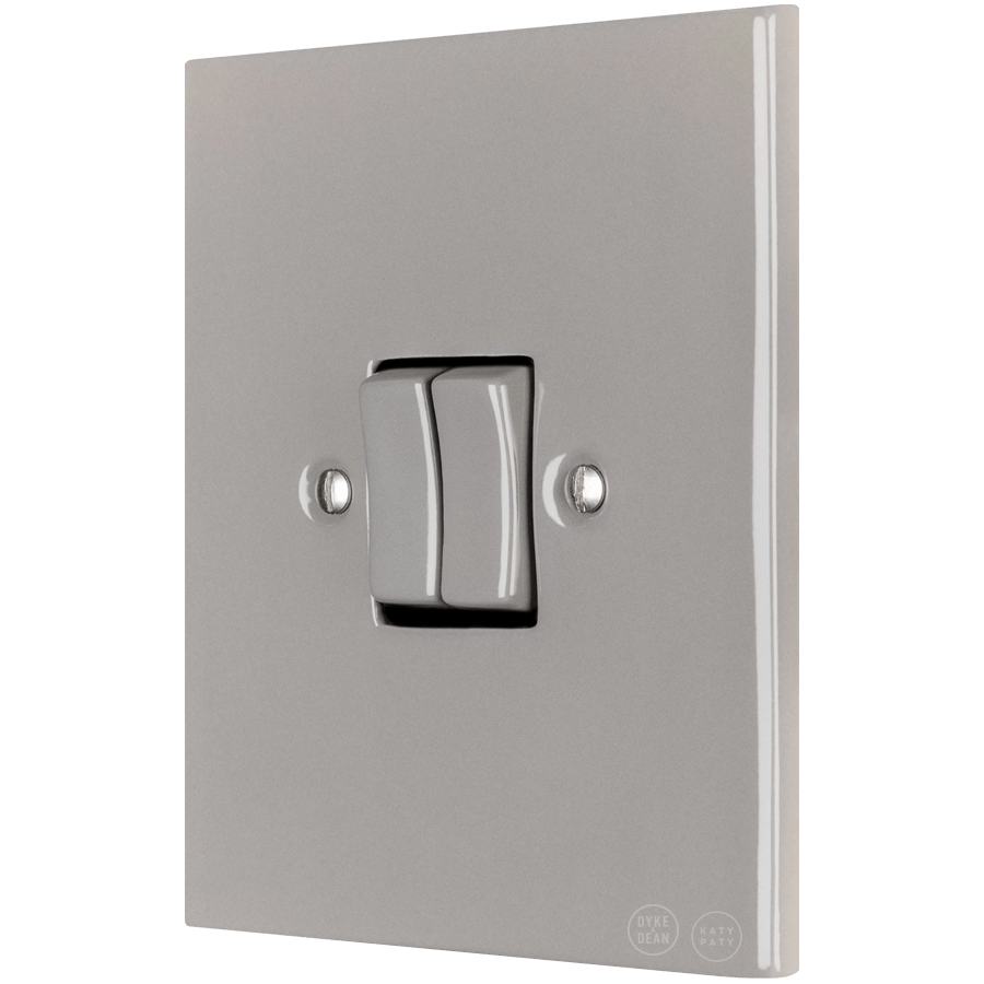 KATY PATY PORCELAIN PLATE WALL LIGHT SWITCH DOUBLE GREY - DYKE & DEAN