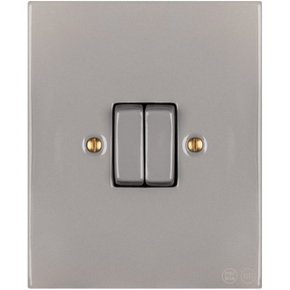 KATY PATY PORCELAIN PLATE WALL LIGHT SWITCH DOUBLE GREY - DYKE & DEAN