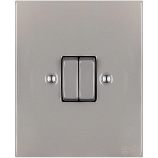 KATY PATY PORCELAIN PLATE WALL LIGHT SWITCH DOUBLE GREY - DYKE & DEAN