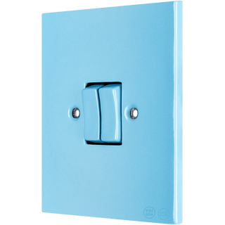 KATY PATY PORCELAIN PLATE WALL LIGHT SWITCH DOUBLE PASTEL BLUE - DYKE & DEAN