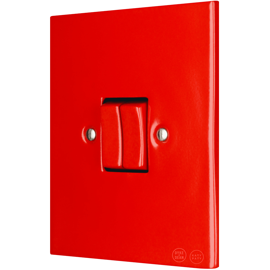 KATY PATY PORCELAIN PLATE WALL LIGHT SWITCH DOUBLE RED - DYKE & DEAN