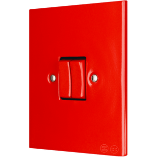 KATY PATY PORCELAIN PLATE WALL LIGHT SWITCH DOUBLE RED - DYKE & DEAN