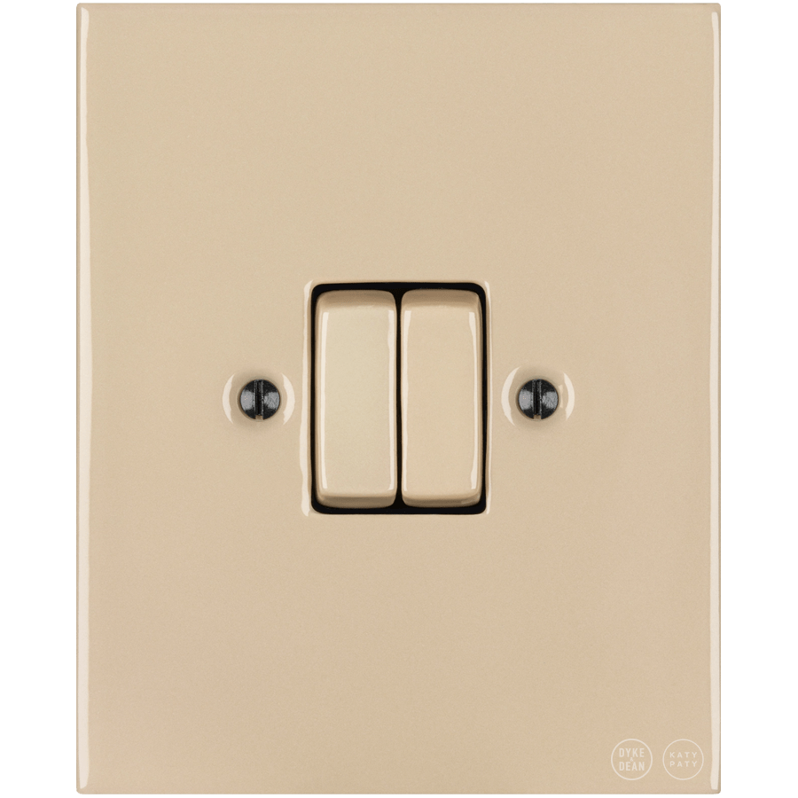 KATY PATY PORCELAIN PLATE WALL LIGHT SWITCH DOUBLE SAND - DYKE & DEAN