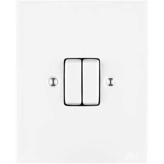 KATY PATY PORCELAIN PLATE WALL LIGHT SWITCH DOUBLE WHITE - DYKE & DEAN