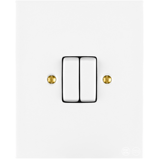 KATY PATY PORCELAIN PLATE WALL LIGHT SWITCH DOUBLE WHITE - DYKE & DEAN