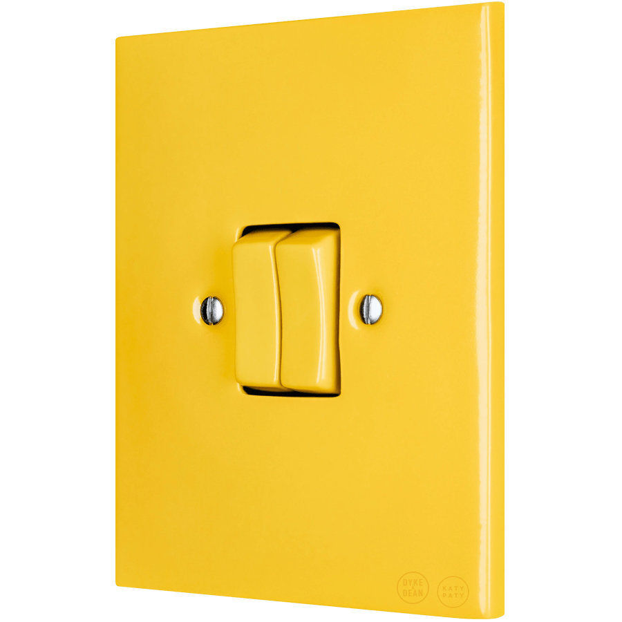 KATY PATY PORCELAIN PLATE WALL LIGHT SWITCH DOUBLE YELLOW - DYKE & DEAN