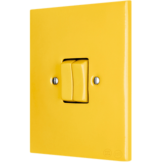 KATY PATY PORCELAIN PLATE WALL LIGHT SWITCH DOUBLE YELLOW - DYKE & DEAN