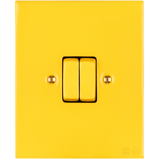 KATY PATY PORCELAIN PLATE WALL LIGHT SWITCH DOUBLE YELLOW - DYKE & DEAN