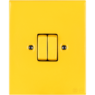 KATY PATY PORCELAIN PLATE WALL LIGHT SWITCH DOUBLE YELLOW - DYKE & DEAN