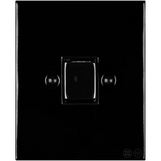 KATY PATY PORCELAIN PLATE WALL LIGHT SWITCH FAT BUTTON BLACK - DYKE & DEAN