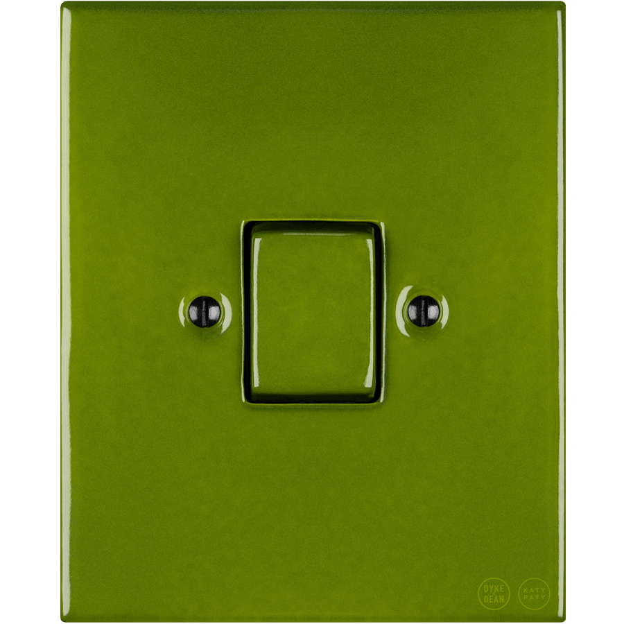 KATY PATY PORCELAIN PLATE WALL LIGHT SWITCH FAT BUTTON GREEN - DYKE & DEAN