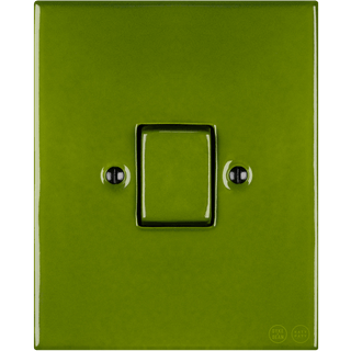 KATY PATY PORCELAIN PLATE WALL LIGHT SWITCH FAT BUTTON GREEN - DYKE & DEAN