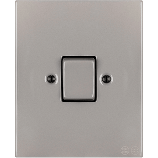 KATY PATY PORCELAIN PLATE WALL LIGHT SWITCH FAT BUTTON GREY - DYKE & DEAN