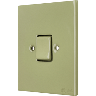 KATY PATY PORCELAIN PLATE WALL LIGHT SWITCH FAT BUTTON MOSS GREEN - DYKE & DEAN