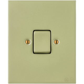 KATY PATY PORCELAIN PLATE WALL LIGHT SWITCH FAT BUTTON MOSS GREEN - DYKE & DEAN