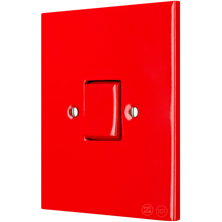 KATY PATY PORCELAIN PLATE WALL LIGHT SWITCH FAT BUTTON RED - DYKE & DEAN