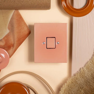 KATY PATY PORCELAIN PLATE WALL LIGHT SWITCH FAT BUTTON SALMON PINK - DYKE & DEAN