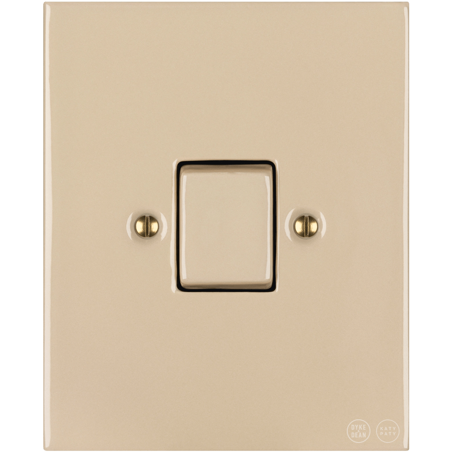 KATY PATY PORCELAIN PLATE WALL LIGHT SWITCH FAT BUTTON SAND - DYKE & DEAN