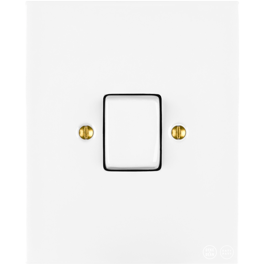 KATY PATY PORCELAIN PLATE WALL LIGHT SWITCH FAT BUTTON WHITE - DYKE & DEAN