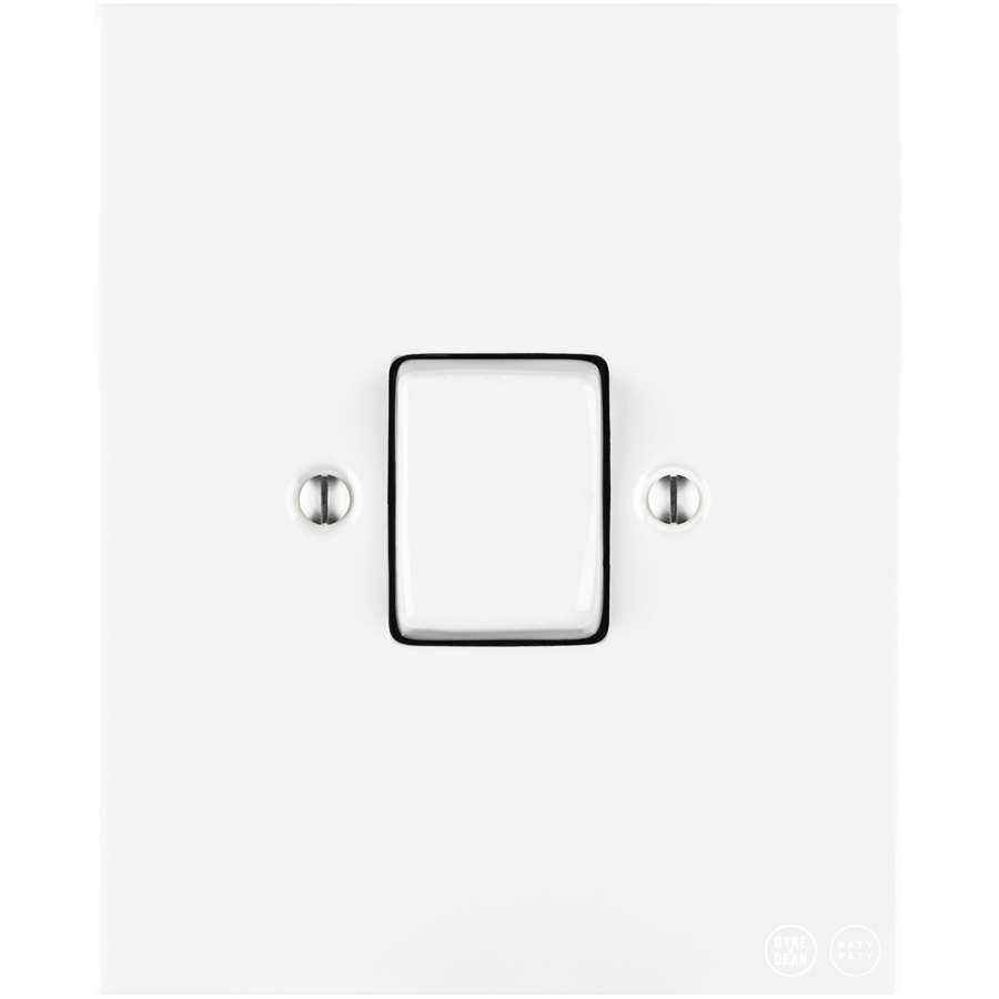 KATY PATY PORCELAIN PLATE WALL LIGHT SWITCH FAT BUTTON WHITE - DYKE & DEAN