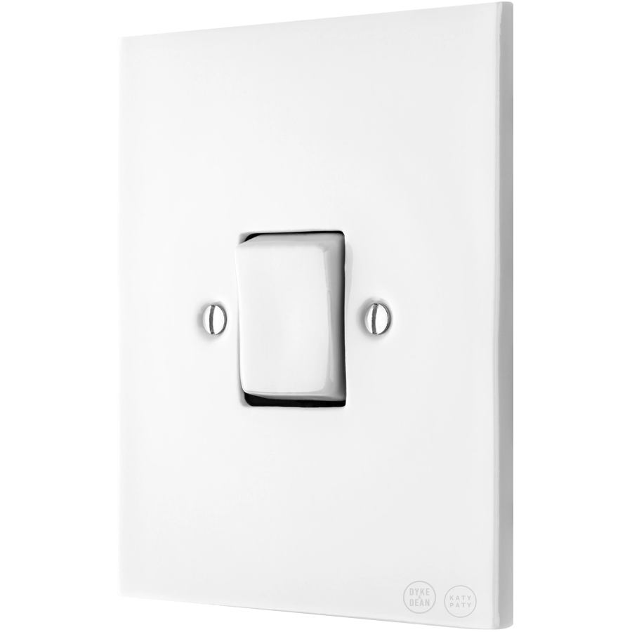 KATY PATY PORCELAIN PLATE WALL LIGHT SWITCH FAT BUTTON WHITE - DYKE & DEAN