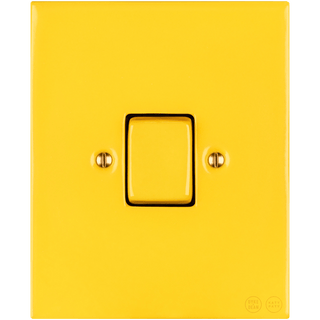 KATY PATY PORCELAIN PLATE WALL LIGHT SWITCH FAT BUTTON YELLOW - DYKE & DEAN