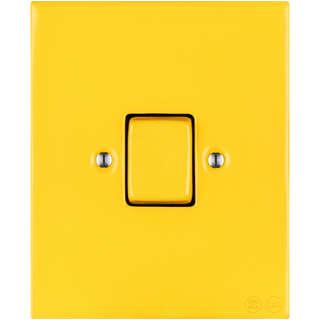 KATY PATY PORCELAIN PLATE WALL LIGHT SWITCH FAT BUTTON YELLOW - DYKE & DEAN