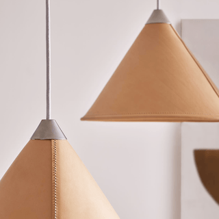 LEATHER CONE LAMP NATURAL CRUDE - DYKE & DEAN