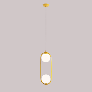 LOOP GLASS GLOBE PENDANT 2 GLOBES OPAL MUSTARD - DYKE & DEAN