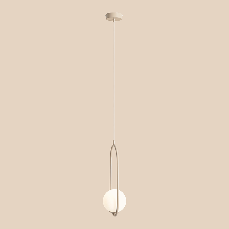 LOOP GLASS GLOBE PENDANT RIVA OPAL BEIGE - DYKE & DEAN