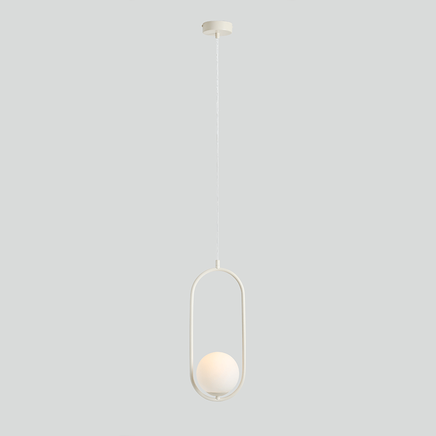 LOOP GLASS GLOBE PENDANT RIVA OPAL CREAM - DYKE & DEAN