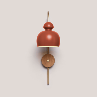 MOBO CERAMIC SWAN WALL LIGHT BRASS WALNUT - DYKE & DEAN