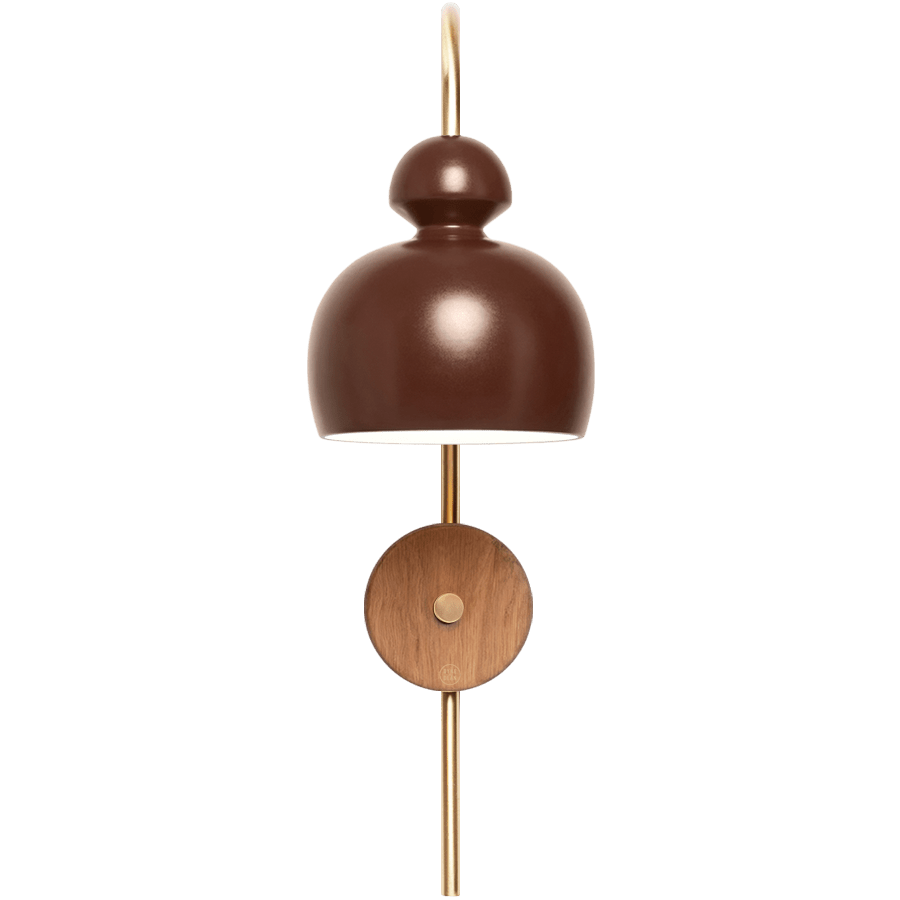 MOBO CERAMIC SWAN WALL LIGHT BRASS WALNUT - DYKE & DEAN