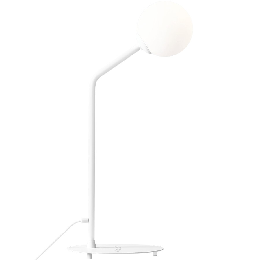 OPAL GLASS ARM GLOBE TABLE LIGHT WHITE - DYKE & DEAN