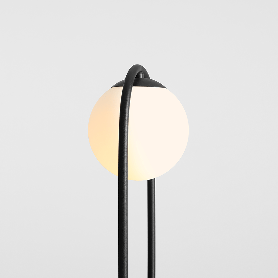 OPAL GLASS LOOP GLOBE TABLE LIGHT BLACK - DYKE & DEAN