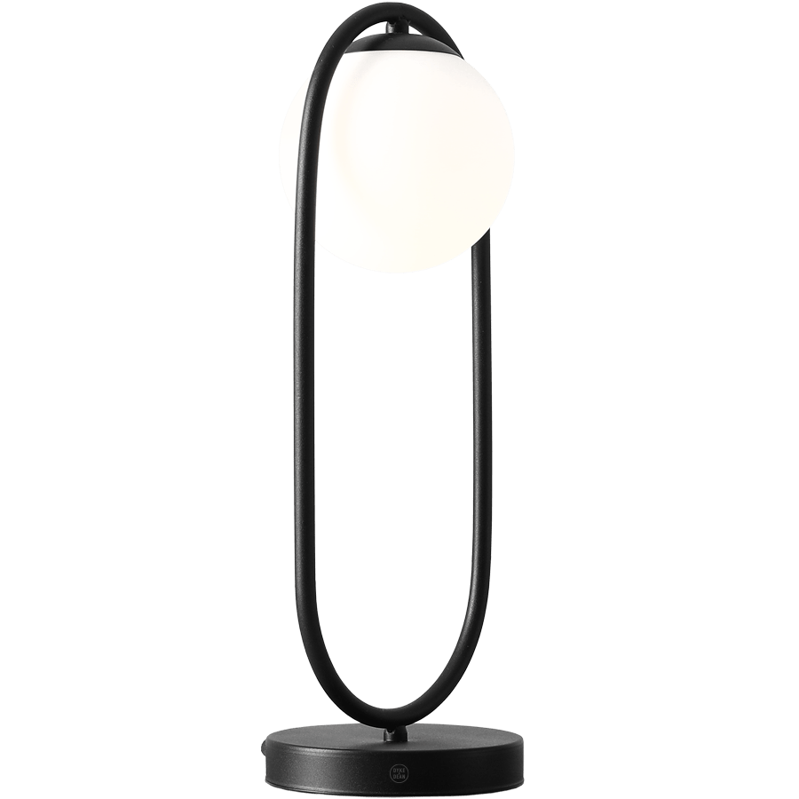 OPAL GLASS LOOP GLOBE TABLE LIGHT BLACK - DYKE & DEAN