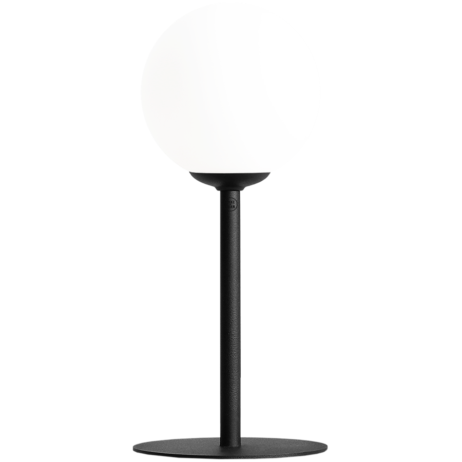 PINNE OPAL GLASS GLOBE SMALL TABLE LIGHT BLACK - DYKE & DEAN