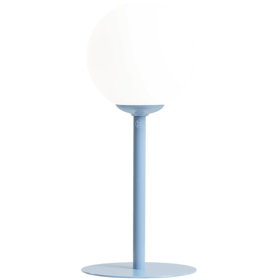 PINNE OPAL GLASS GLOBE SMALL TABLE LIGHT DUSTY BLUE - DYKE & DEAN