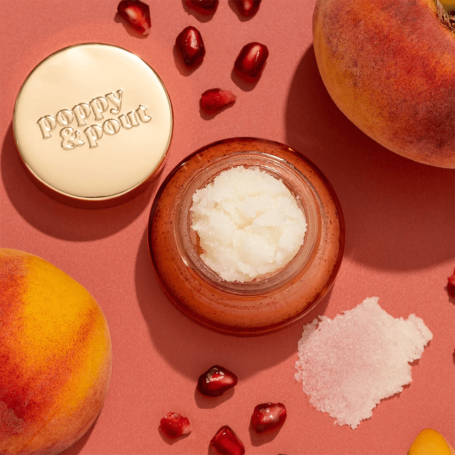 POPPY & POUT POMEGRANATE PEACH LIP SCRUB - DYKE & DEAN