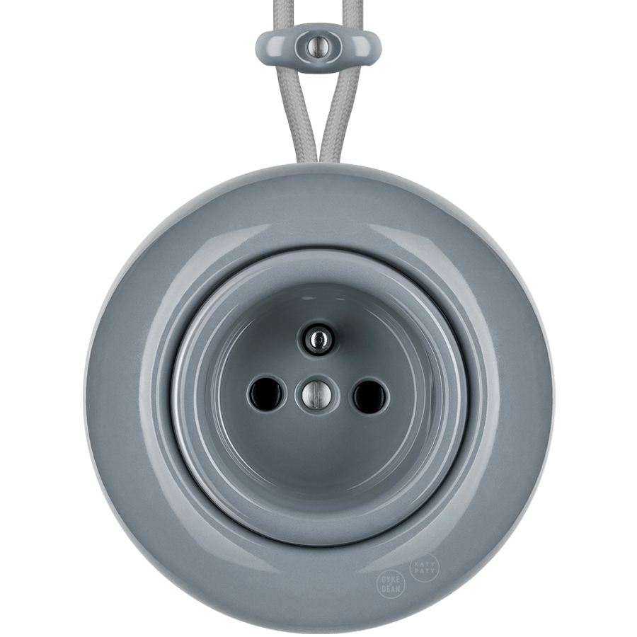 PORCELAIN KATY PATY COLONA ROUND SURFACE MOUNTED EURO SOCKET ASH GREY - DYKE & DEAN