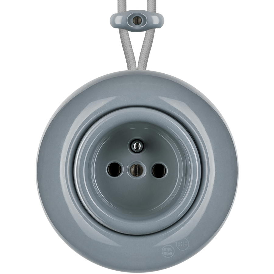 PORCELAIN KATY PATY COLONA ROUND SURFACE MOUNTED EURO SOCKET ASH GREY - DYKE & DEAN